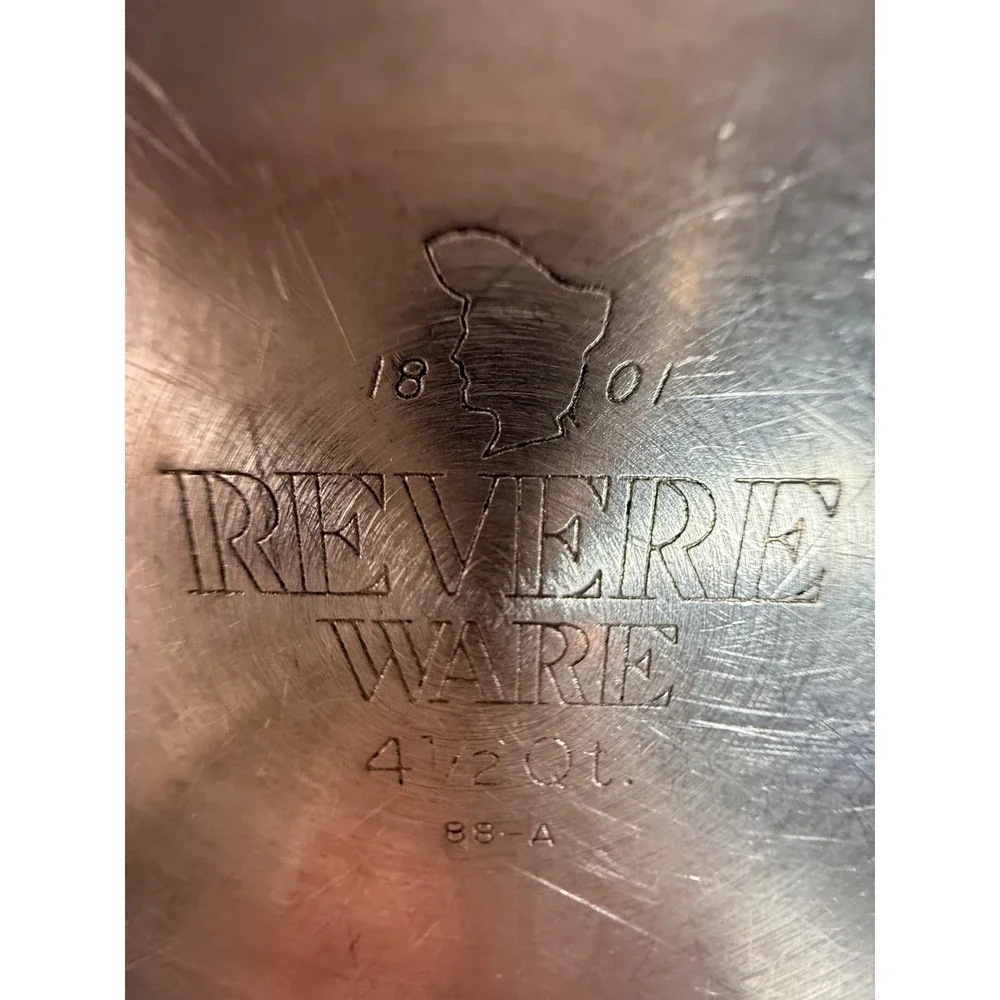Vintage Revere Ware‎ 1801 Stainless Steel 4.5 Qt Stockpot 88-A Double Handle Pot